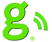 Goaloop registered trademark g icon with radio signal waves, active